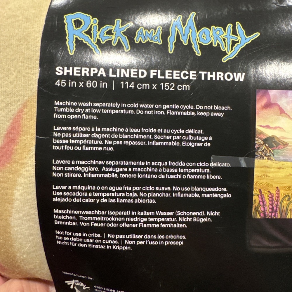 Rick and Morty Social Distancing Sherpa Lined Fleece Throw Blanket 45x60 - NEW - Picture 6 of 7